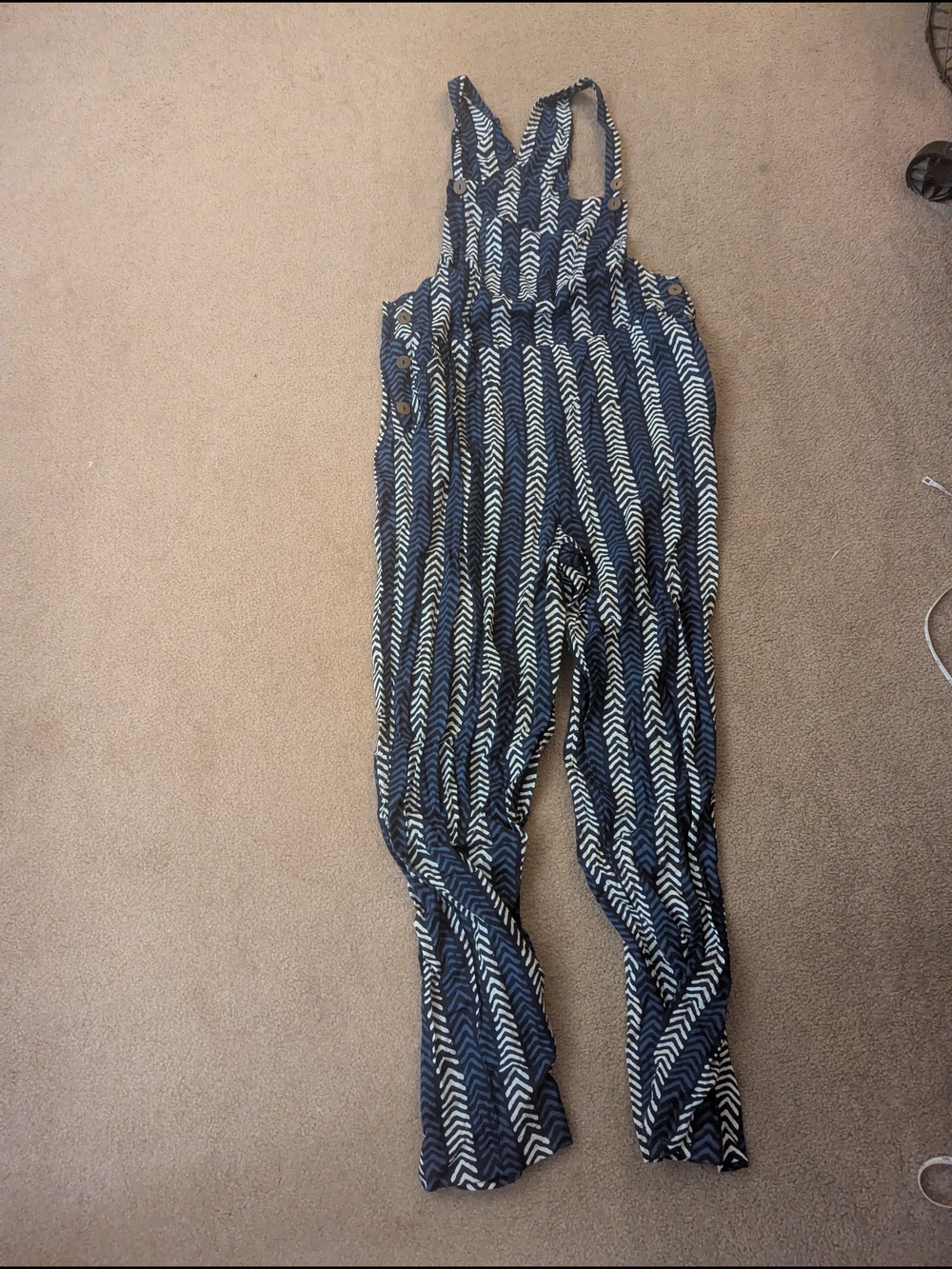 Striped Navy & White Overalls Jumpsuit